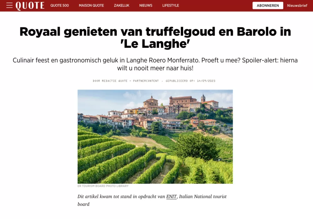 Godetevi il tartufo d'oro e il Barolo nelle "Langhe" - Hearst / Quote - Amsterdam